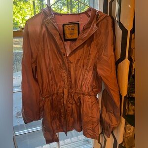 Rain coat with hood.